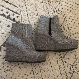 Stylish Black and White Wedge Ankle Boots